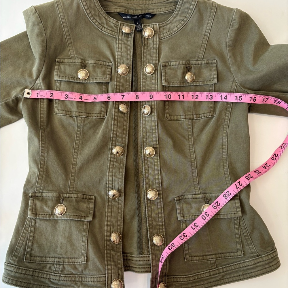 White House Black Market Olive Jacket with Gold Accents 4 - Picture 10 of 10